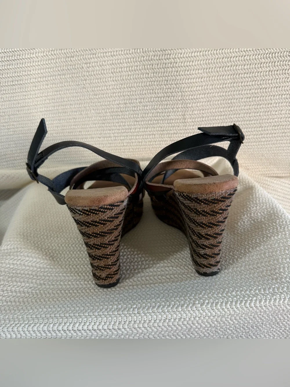 Maurices Women’s Size 7M Black Brown Strappy Platform Wedge Sandals
